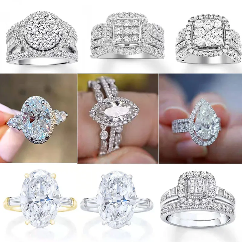 

Fashion Luxury Crystal Engagement Ring for Women AAA White Cubic Zirconia Silver Color Ring Wedding Female Wholesale Jewelry