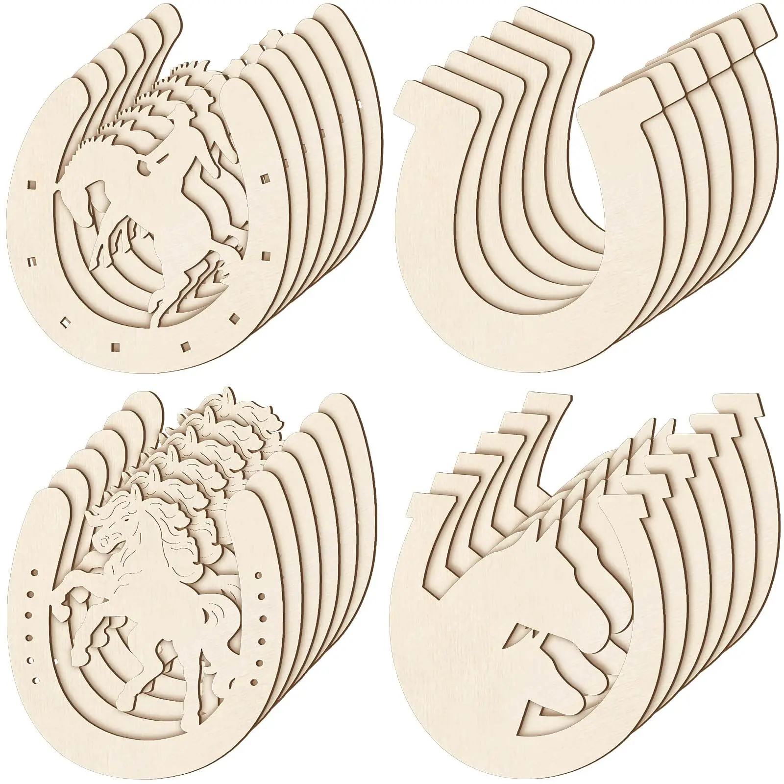 

48Pcs Wooden Horseshoes Cutout for Craft DIY Unfinished Wooden Horseshoe Christmas Cowboy Decor Western Party Decor Discs Slices