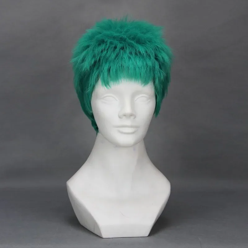Парики Roronoa Zoro ONE PIECE короткие зеленые пушистые синтетические волосы OP