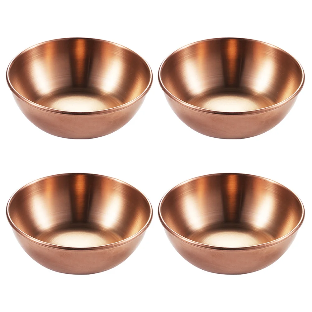 

4 Pcs Seasoning Dish Food Serving Tray Food Sauce Dish The Dish Small Appetizer Plate Stainless Steel Spice Dish Seasoning Plate