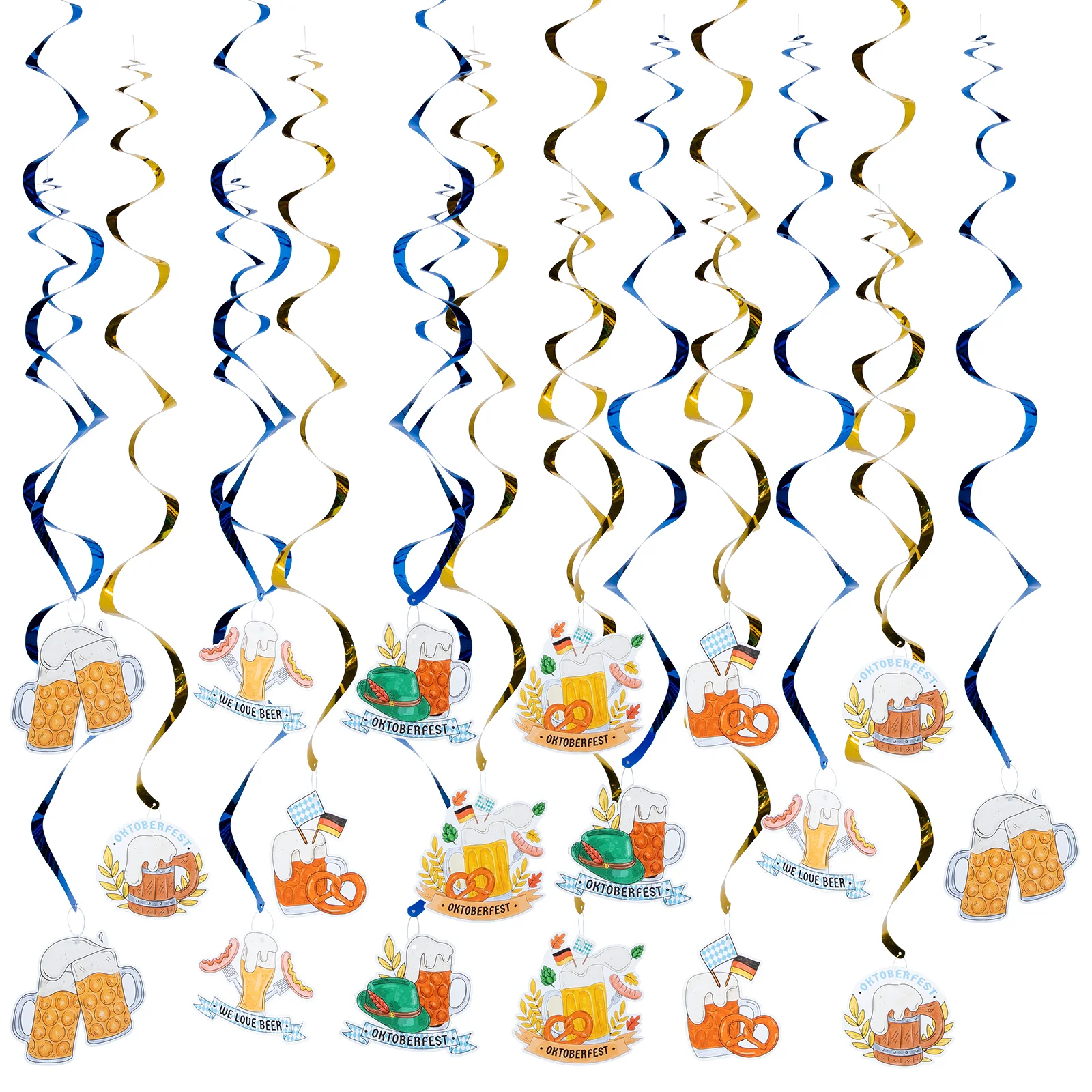 

18 Sets Oktoberfest Decoration Entryway Party Swirl Beer Festival Spiral Pendant Thread Entrance Swirls Plastic Hanging Indoor