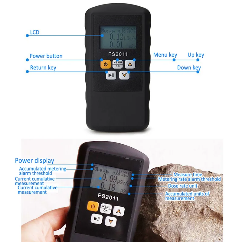 Nuclear Radiation Detector Meter Intelligent LCD Electromagnetic Detector Electric Field Magnetic Field Dosimeter Detector