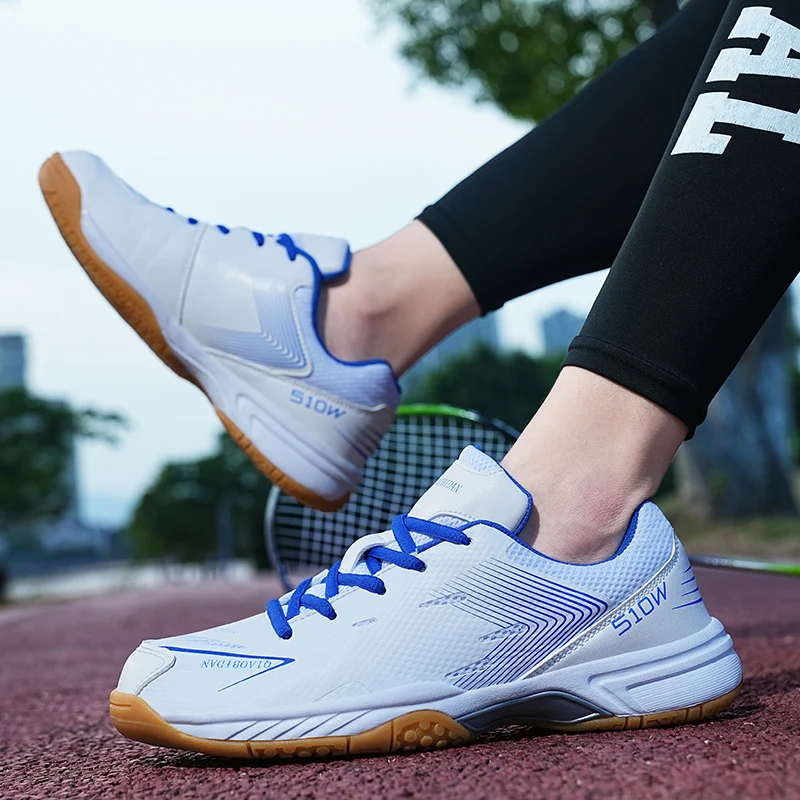 Badminton Shoes for Men Women Outdoor Women Professional Table Tennis Shoes Blue White Man Competition Tennis Training Sneakers