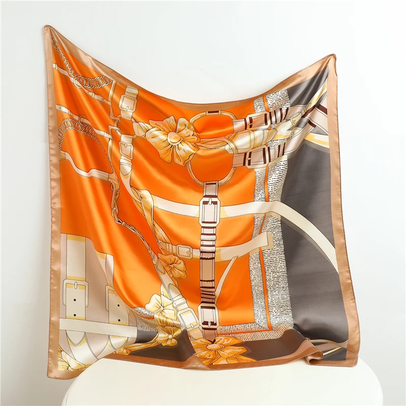 Шелковый квадратный шарф женский платок хиджаб 2022 летняя Роскошная Брендовая