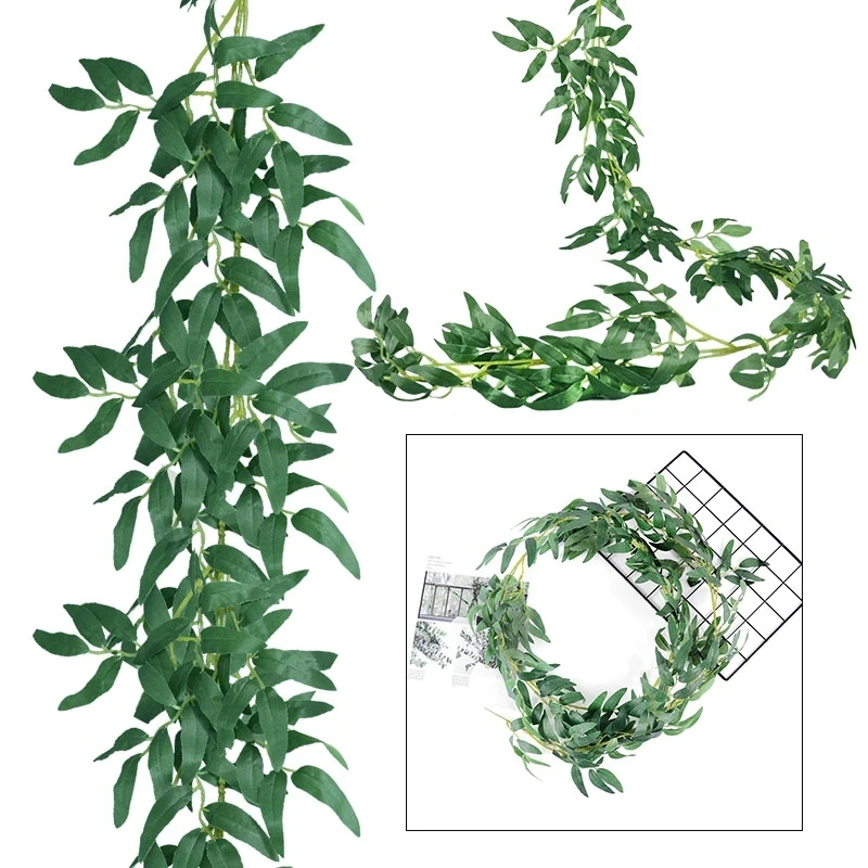 

Eucalyptus Ceiling Decor Road Layout Rattan Jungle Party Wedding Decoration Greens Artificial Flowers Willow Vine Garland Wreath