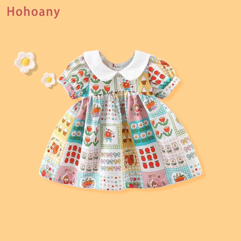 Hohoany Colorful Flowers Kids Wear Summer Baby Girl Dresses Causal Toddler Children Clothes For 0 to 3 Years Old Infant Costume