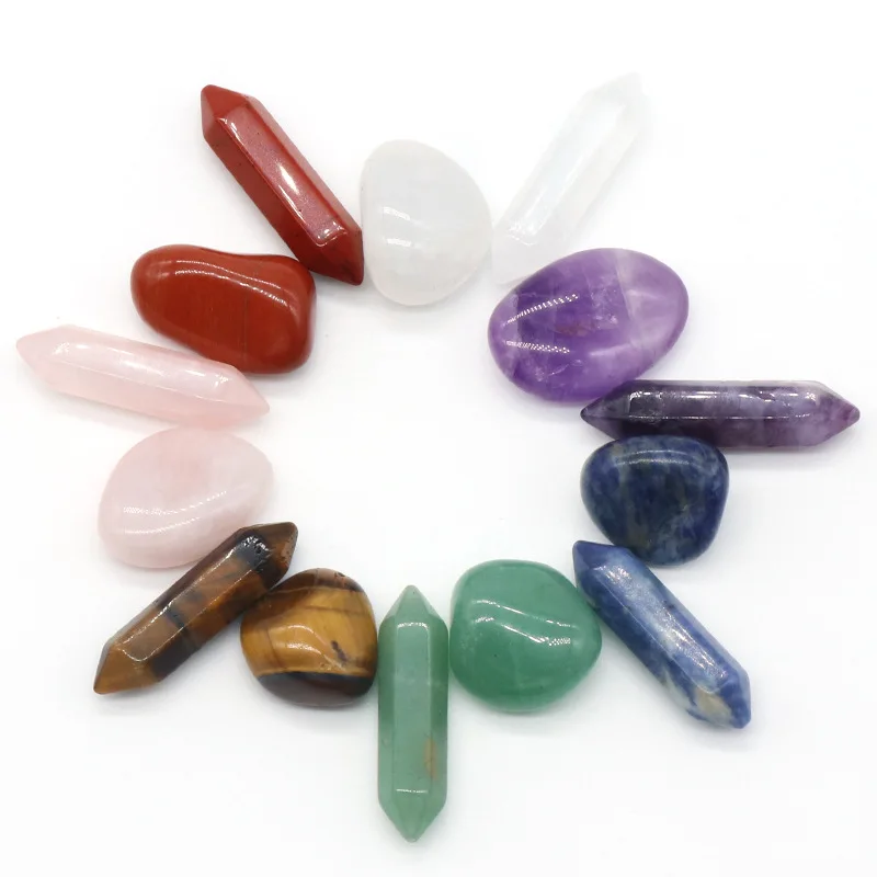 10/14PCS Natural Stones Crystal Gemstone Chakras Healing Quartz Mineral Ornaments Energy Stone Home Decoration |