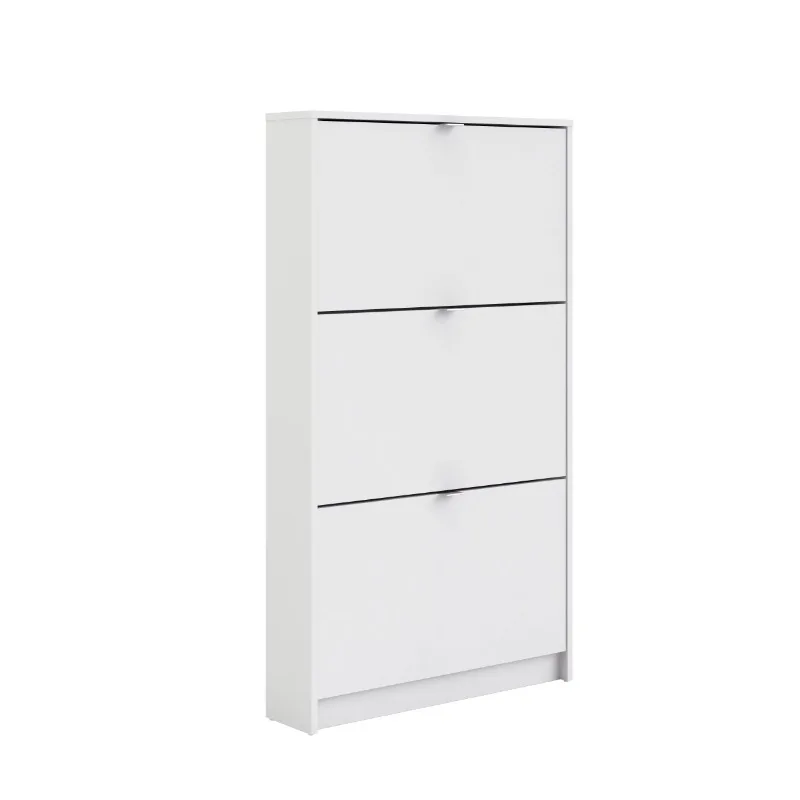 

Bright Collection 3 Drawer Shoe Cabinet in White with foil finish