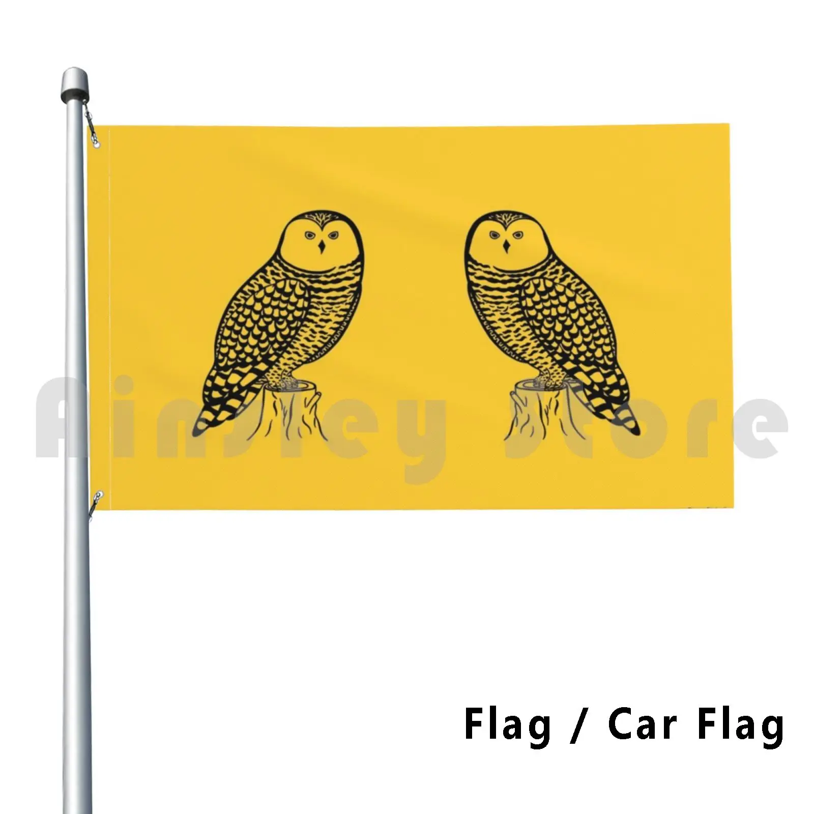 

Flag Car Flag Snowy Owls In Love ( On Yellow ) 2108 Snowy Owl Snowy Owls Bird Birds Owl Owl Bubo