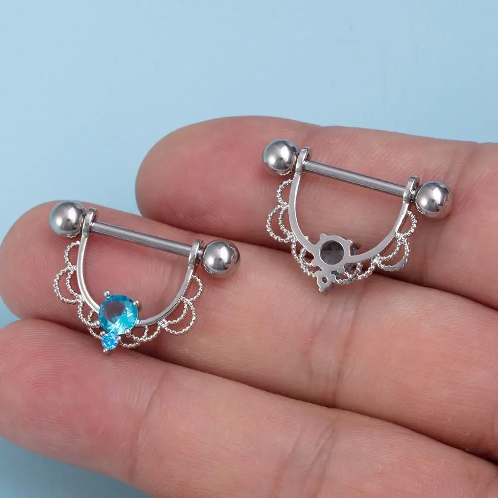 

1Pc Rhinestone Stainless Steel Barbell CZ Septum Tragus Cartilage Nipple Ring U-shaped Half Round Clips Piercing Jewelry Gifts