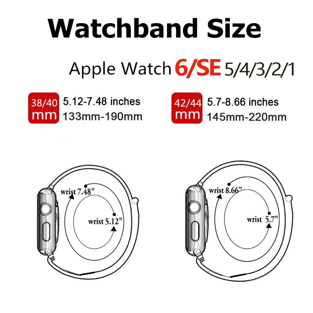 Ремешок нейлоновый для Apple Watch Band 44/40/42/38 мм спортивный браслет-петля смарт-часов