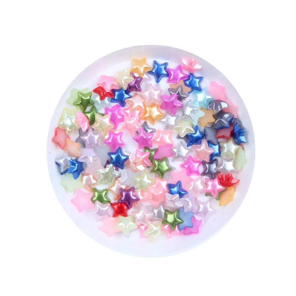 

100pcs 6mm Resin Mini Coloured Silver Gold Star Pearls Flatbacks DIY Christmas Crafts Embellishments Cabochons For Cardmaking