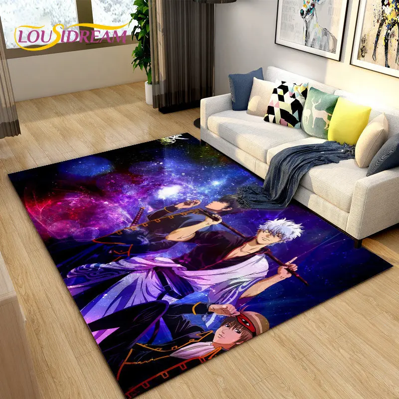 Anime Gintoki Kagura Gintama  Area Rug,Carpet Rug for Living Room Bedroom Sofa Doormat Decoration, Kids Play Non-slip Floor Mat images - 6