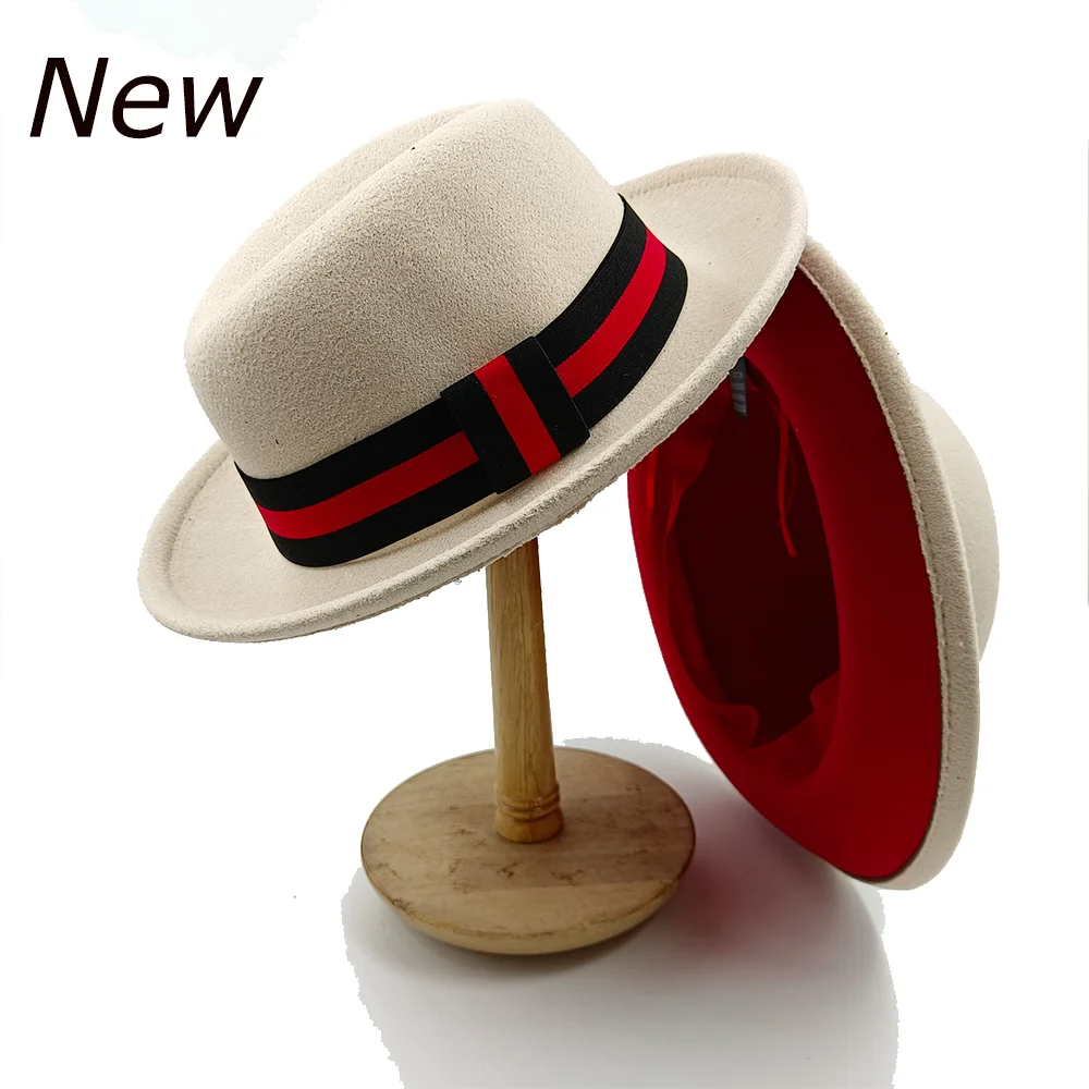 

Men's Curled Brim Fedora Hat Autumn Winter Jazz Cap Felt Hat Fashion Bump Top Two-tone Feather Fedora Hat Women's Monochrome hat