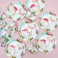 hawaii tableware party luau pink flamingo party decor paper plate cup napkin birthday party summer hawaii hawaiian party supplie