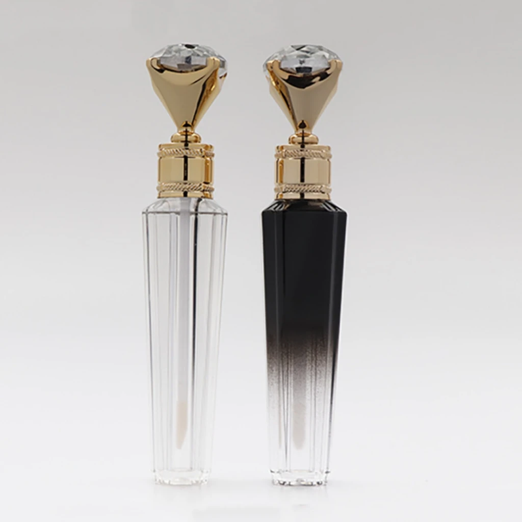 

Empty 3ml Clear Gradient Black Lip Gloss Tube with Diamond Cosmetic Container Bottle 24pcs