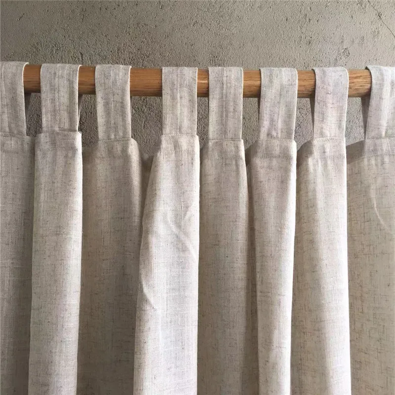 

Modern Solid Linen Color Semi-blackout Curtains for Living Room Bedroom Natural Cotton Flax Fabric Window Drape for Cafe Kitchen