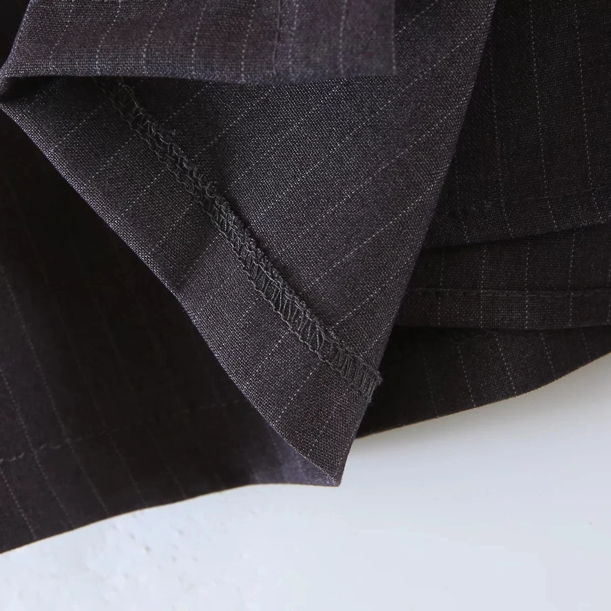 Maxdutti Blogger Vintage Grey Striped High Wasit A-linen Culottes Women Casual Shorts Women England Style Ins Fashion Short