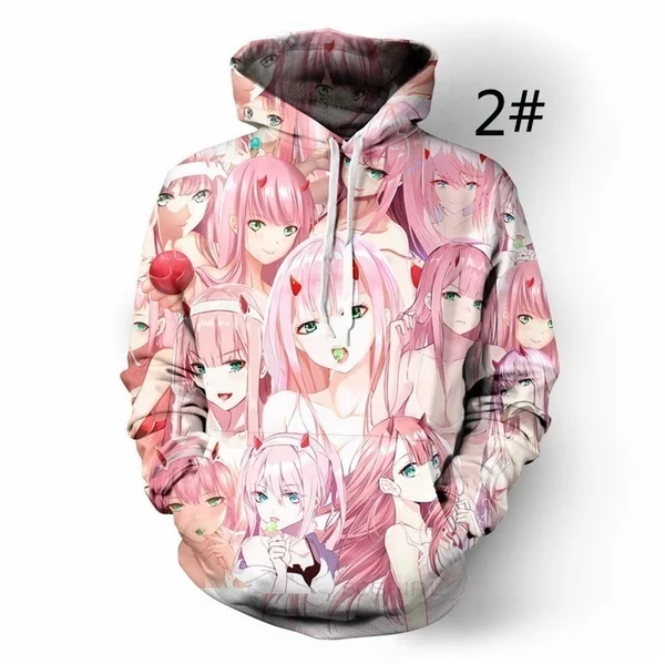 

Толстовки для мужчин и женщин Zero Two DARLING In The FRANXX, аниме топы с лицом девушек и 3d принтом, милые пуловеры для косплея Kawaai, свитшоты