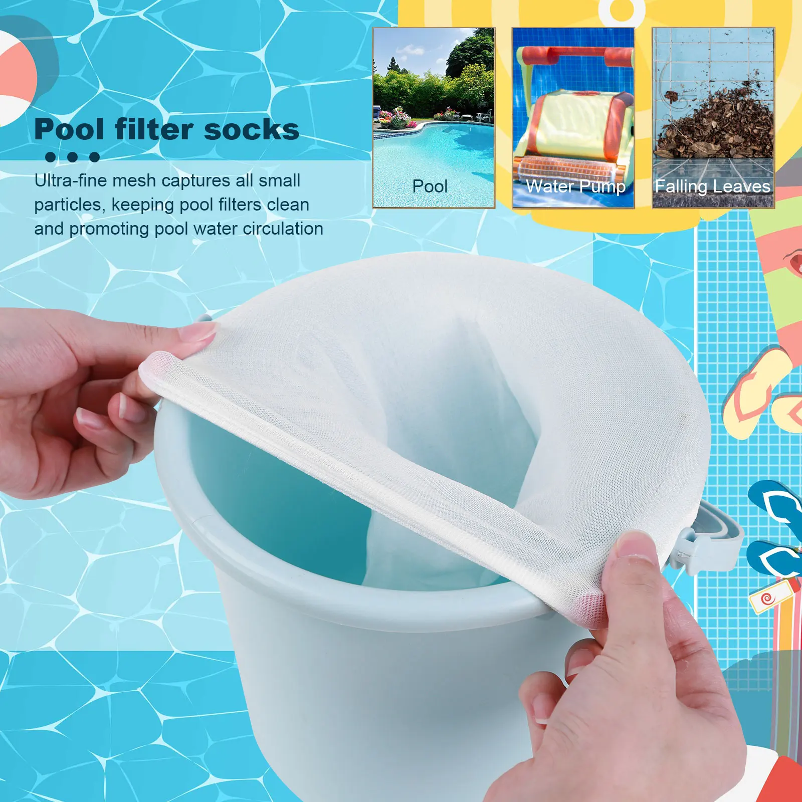 

5/10/20/30/40 Pcs Swimming Pool Filter Storage Pool Skimmer Socks Saver Skimmer Basket Sock Sleeve Mesh Screen Net Pool Supplies