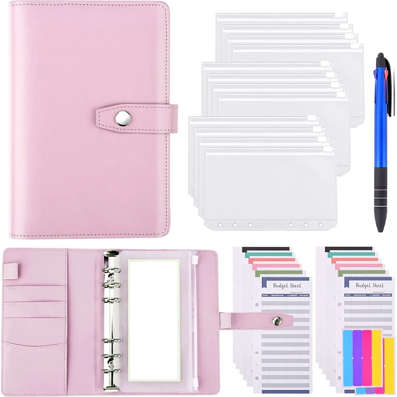 

Budget Binder,A6 Cash Storage Bag,Hard Shell PU Leather,Cheap Budget Preparation Organize Invoices and Save Money