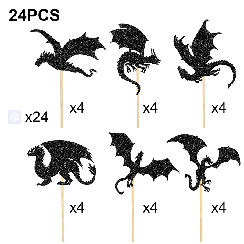 

NUBECOM Топперы для торта Драконы 24 шт