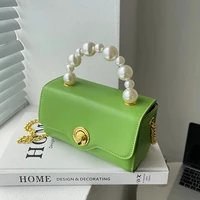 kawaii mini tote flap crossbody messenger bag with pearl short handle 2022 summer pu leather womens designer handbag luxury sho