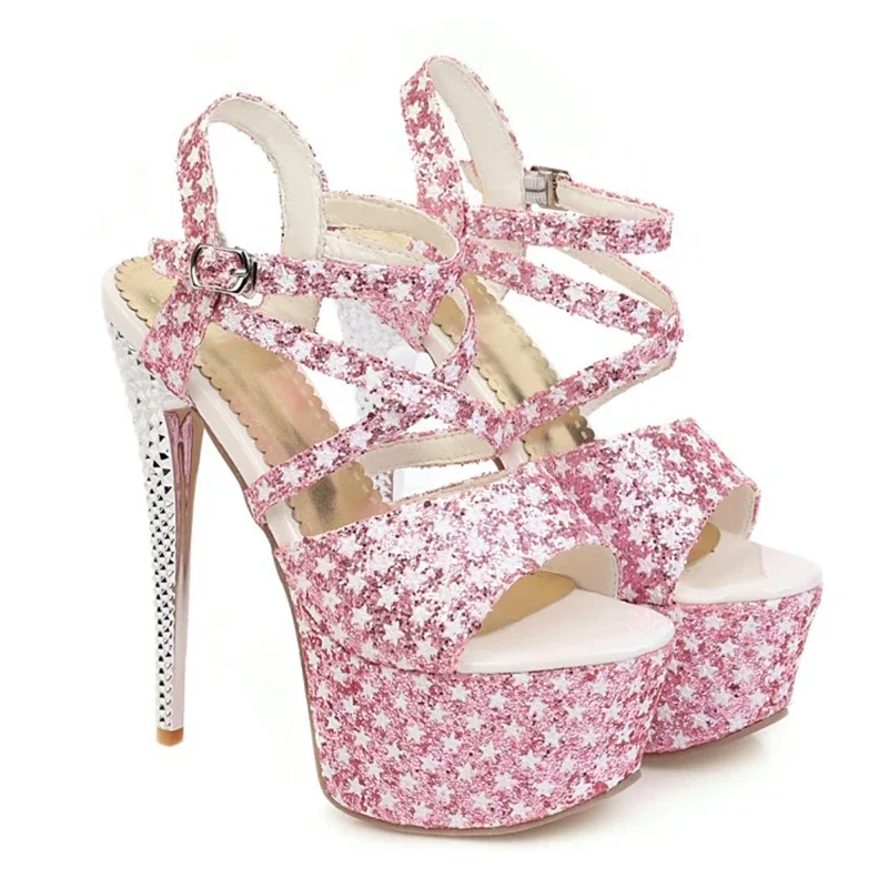 Женские туфли на шпильках 16 см с передней платформой 5