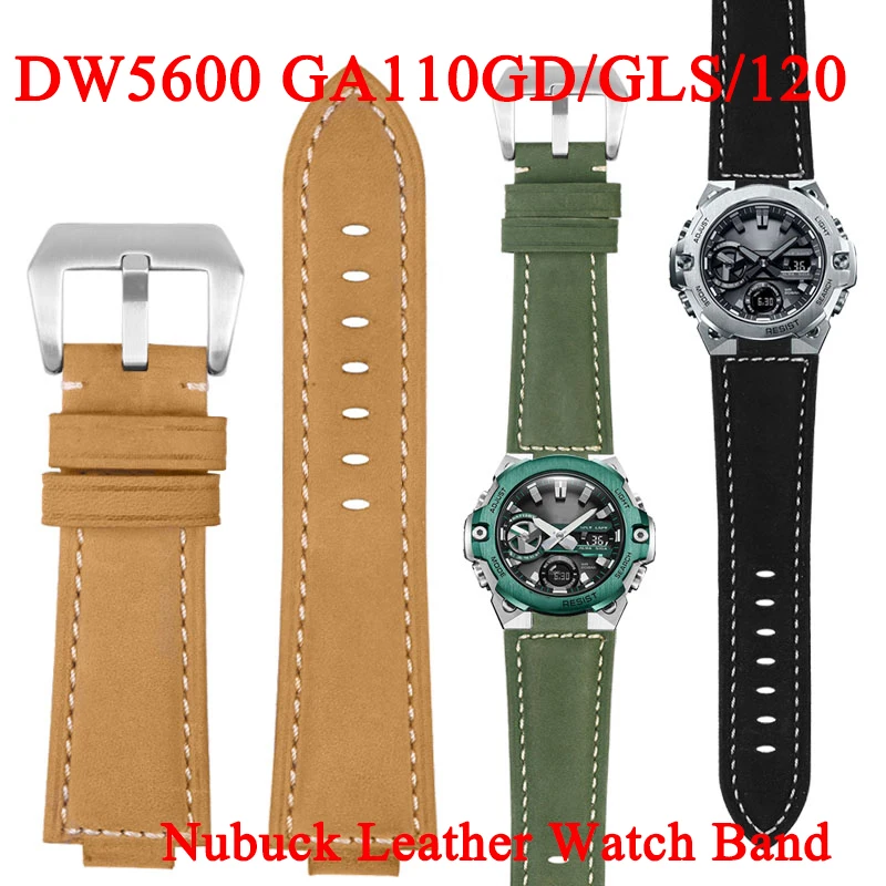 Фото Новый ремешок из нубука для часов C-asio DW5600 ремешок для часов из рельефной кожи GA110GD/GLS/120 Аксессуары для браслета из натуральной кожи №1