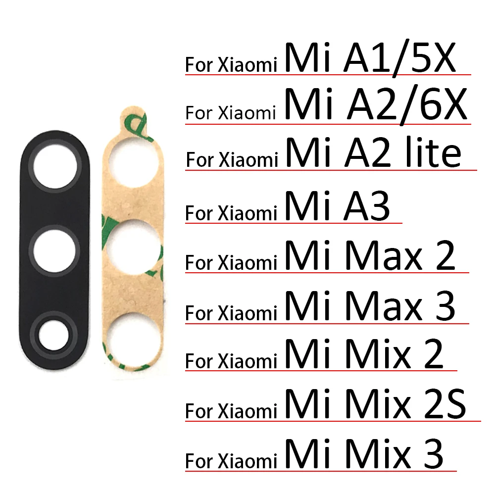 

For Xiaomi Mi 5X 6X A1 A2 Lite A3 Mix 2 2S 3 Max 2 3 Rear Back Camera Glass Lens with Glue Sticker Replacement Parts