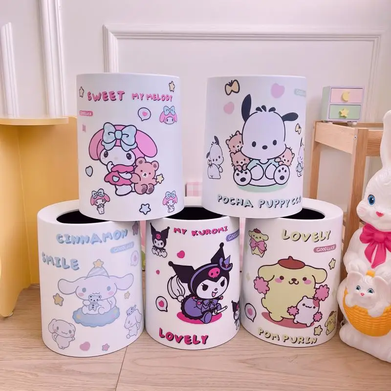 

Kawaii Cinnamoroll Kuromi большой емкости пресс для хранения ведро аниме Sanrio девушка сердце Милая Бытовая мусорная корзина ведро для мусора