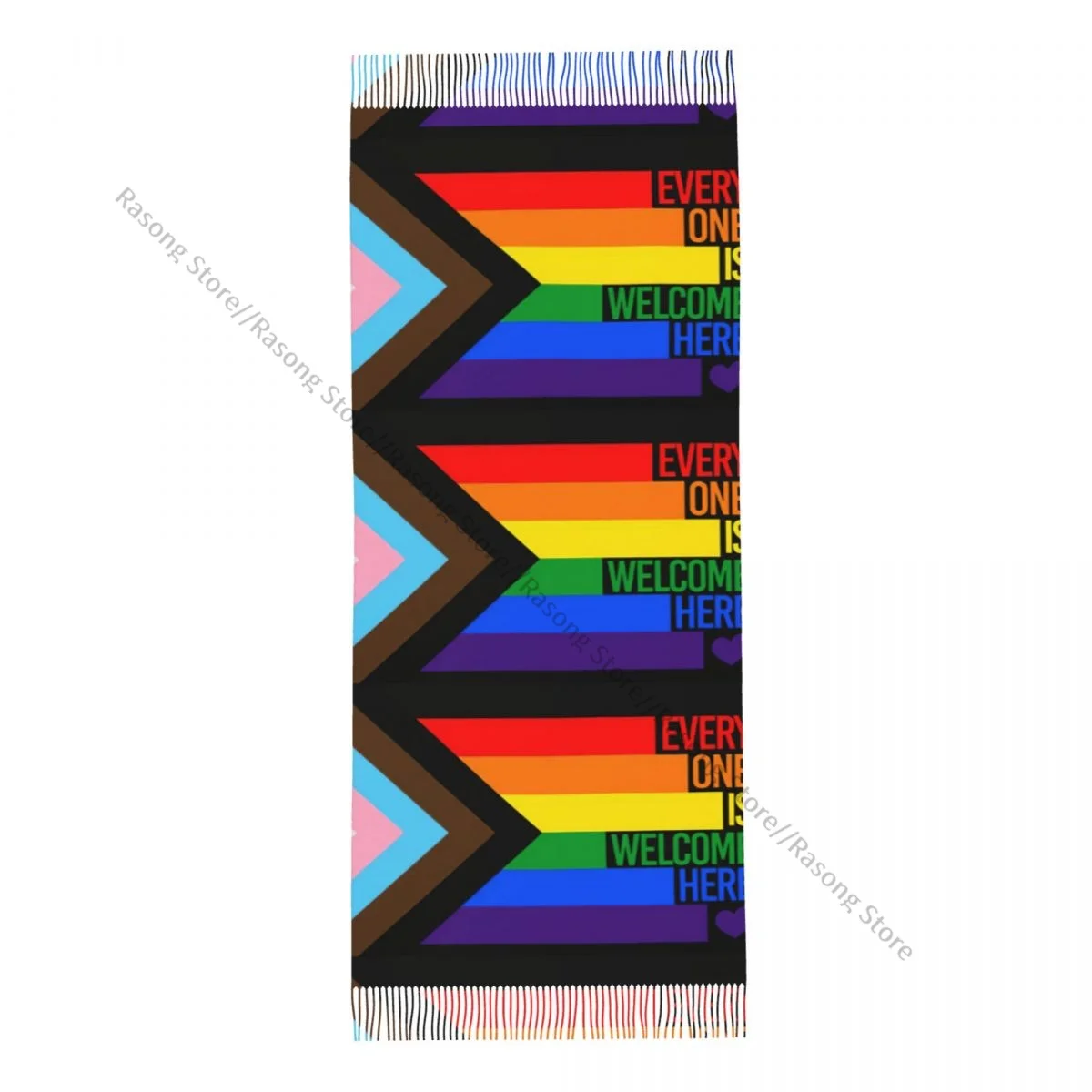 Шарф с кисточками большой размер 196*68 см зимняя теплая шаль из пашмины накидка