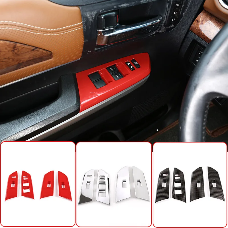 

For Toyota Tundra 2014-21 ABS Carbon Fiber Car Door Window Glass Lift Button Switch Panel Cover Sticker Car Interior Accessories