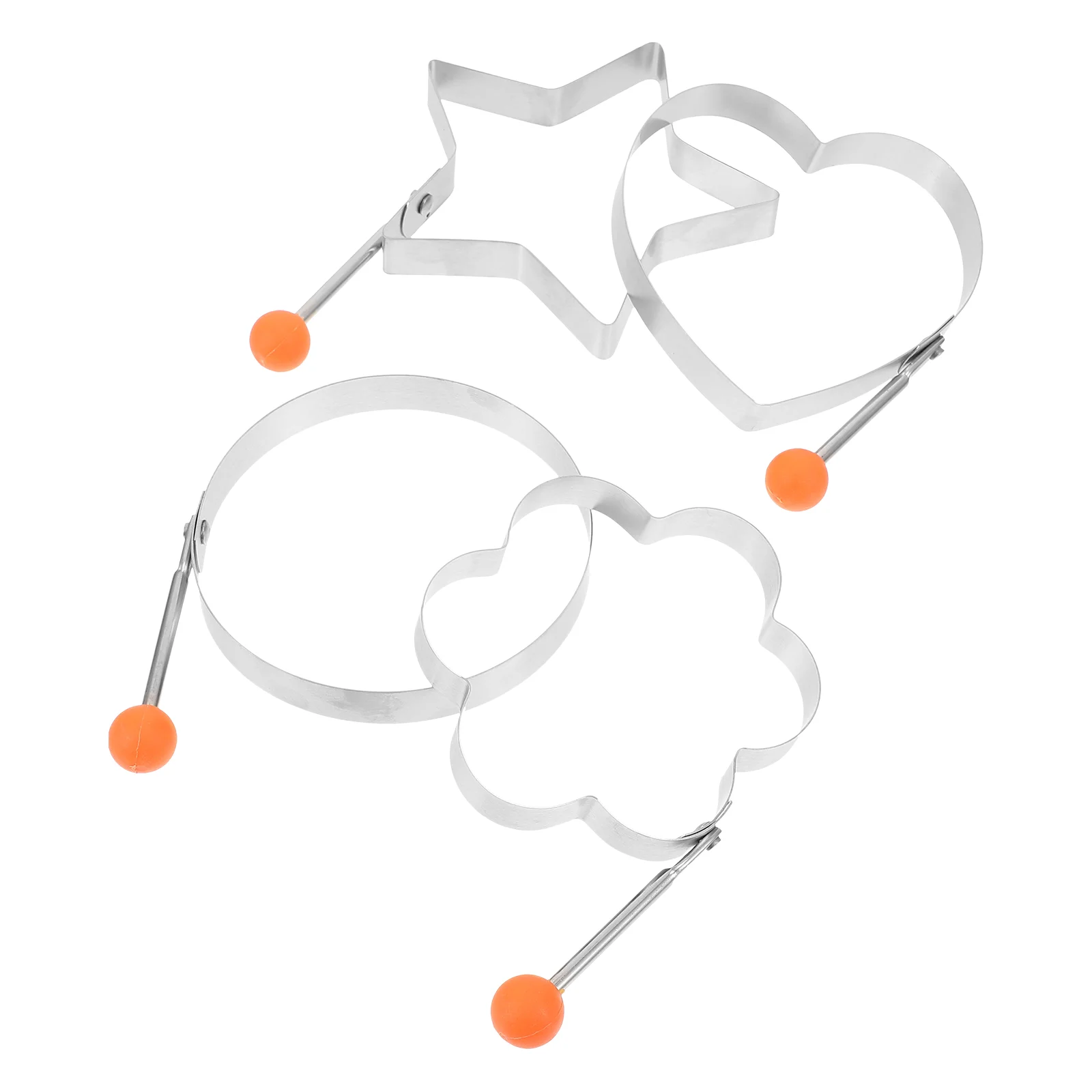 

4 Pcs Heart Silicone Molds Fried Egg Omelette Reusable Cooking Non Stick Creative DIY Stainless Steel Frying Ring
