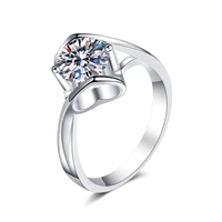 sterling silver ring female plated pt950 gold moissanite ring heart to heart print ring angel kiss