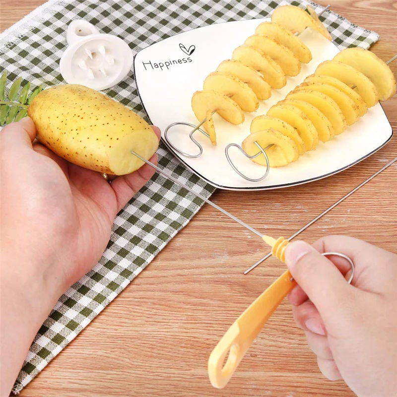 

3 String Rotate Potato Slicer Twisted Potato Slice Cutter Spiral DIY Manual Creative Kitchen BBQ Gadgets Vegetables Spiral Knife