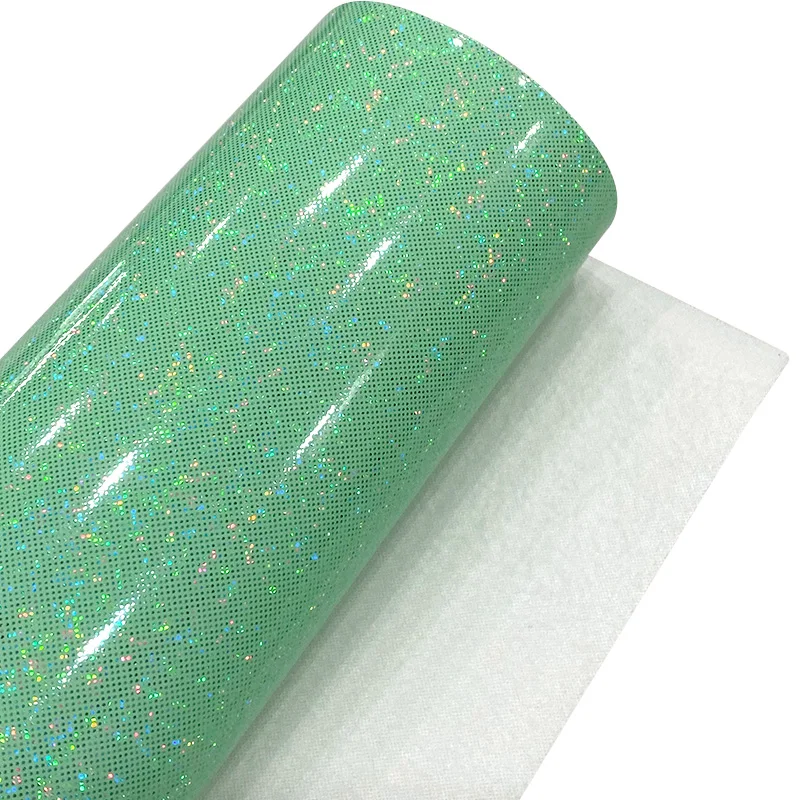 

Smooth Shiny Holographic Crystal Glitter PU Faux Leather Fabric Sheet for Making Shoe/Bag/Clothing/DIY Accessories 30*135CM