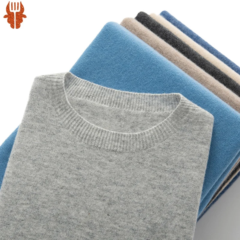 

2023 Spring and Summer New 100% Merino Wool Short-sleeved Men's Round Neck Knitted Pullover Vest Casual Loose Line ready-to-wear