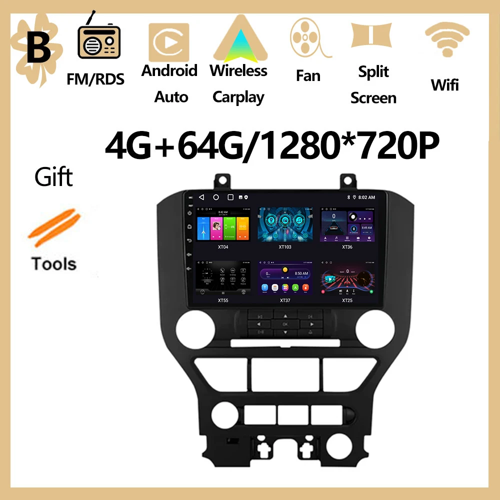 

Android 16 Auto Wireless Carplay автомобильный радиоприемник видеоплеер GPS-навигация для Ford Mustang 2015-2018 мультимедийные стерео DSP инструменты