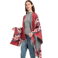 chenkio womens color block shawl wrap plus size cardigan poncho cape open front long winter sweater coat oversize blankets cloak