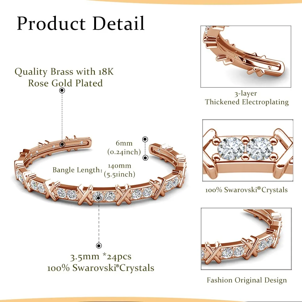 Фото Браслет-манжета с кристаллами Swarovski в форме буквы X, модный браслет для женщин и мужчин, белый, многослойный, для вечеринок и повседневной носки, очаровательное украшение №5