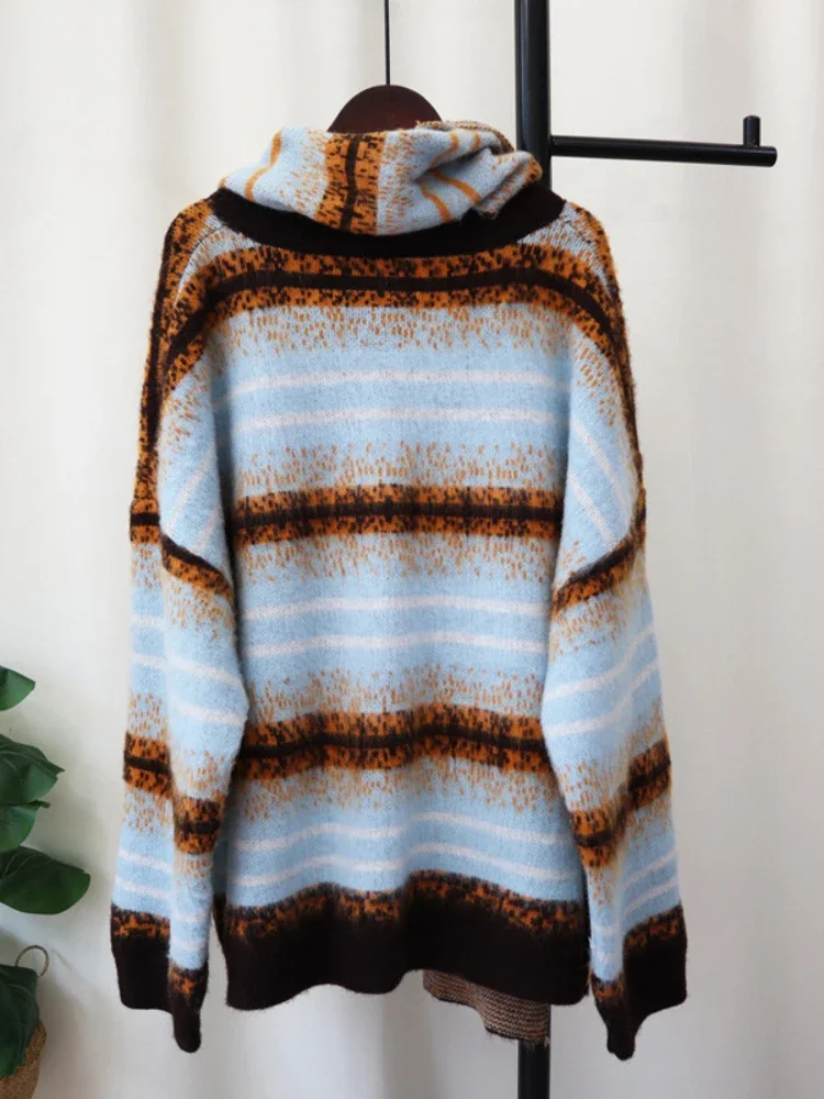 Осенний новый контрастный цвет в корейском стиле свободный шарф ленивом свитер