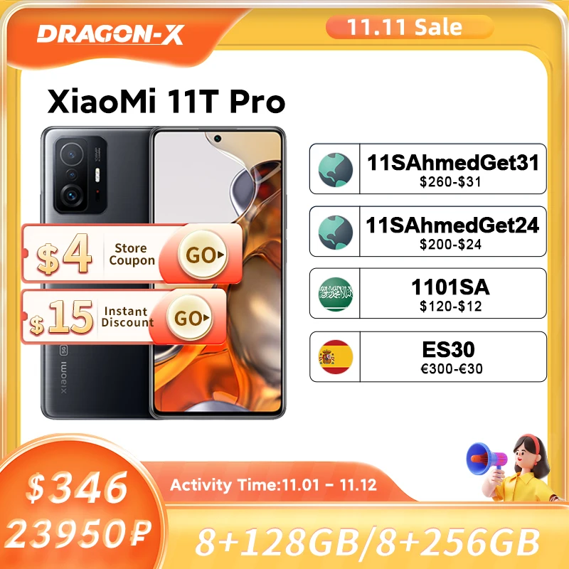 Cena Globalna Wersja Xiaomi 11T Pro Smartphone 128G/256G Flagowy Snapdragon 888 Octa Core 108MP Kamera 120Hz AMOLED 120W HyperCharge Najtaniej Globalna Wersja Xiaomi 11T Pro Smartphone 128G/256G Flagowy Snapdragon 888 Octa Core 108MP Kamera 120Hz AMOLED 120W HyperCharge