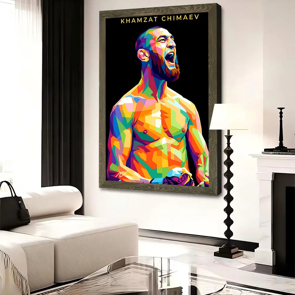 Фото Постер на холсте с принтом Khamzat Chimaev WPAP, персонализированные высококачественные настенные картины для винтажного декора, настенная роспись для гостиной №4