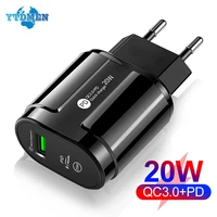 20w dual usb charger eu us plug wall charging type c pd mobile phone charger for iphone12 11 samsung xiaomi power supply adapter