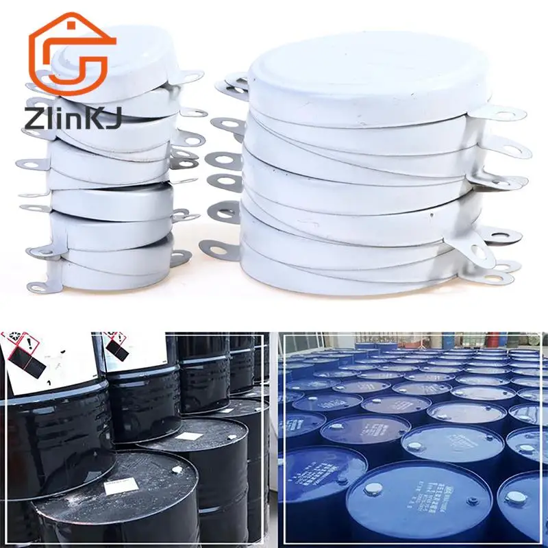 

50Pcs Oil Drum Seal Caps Iron Covers Waterproof Sealing White Lids (S/L)