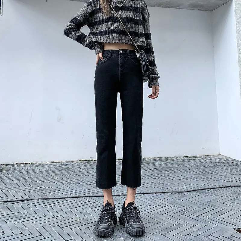 New Leisure Lady Daily Female Ankle-length Jeans Women Ripped Vintage Elasticity High Quality Washed Harajuku All-match jeans