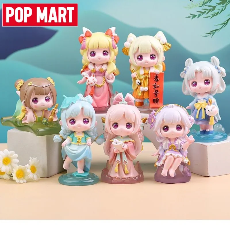 

Kawaii POP MART When You Meet Spring Breeze Hanfu Cute Cartoon Girl Hand-made Ornament Children's Gift Blind Box Girls Version
