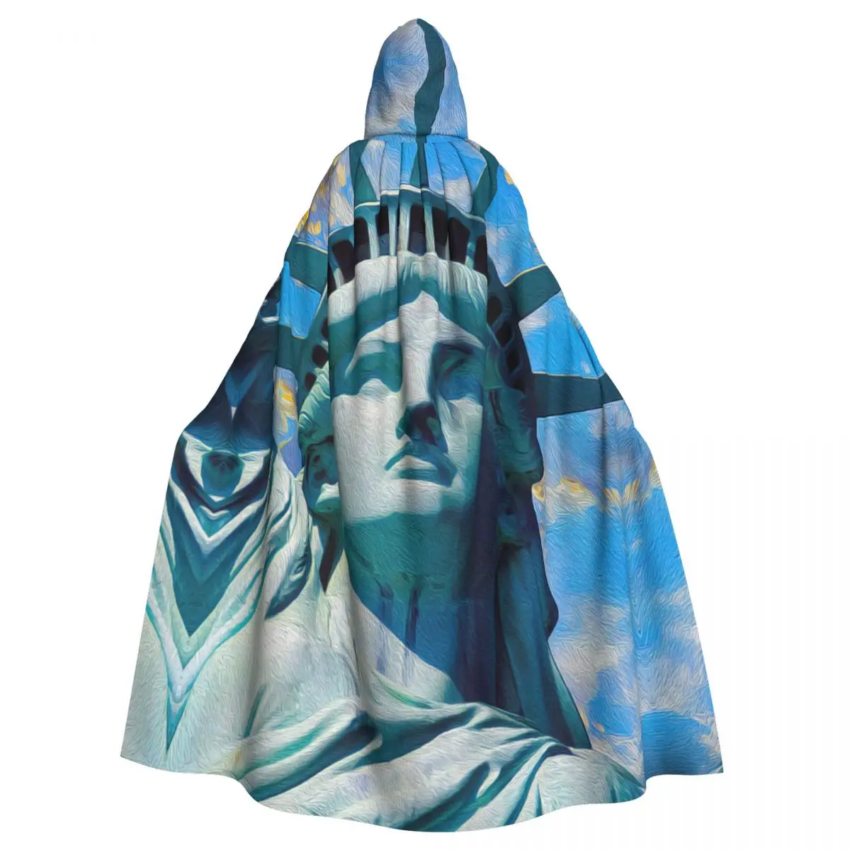 

Lady Liberty Hooded Cloak Halloween Party Cosplay Woman Men Adult Long Witchcraft Robe Hood