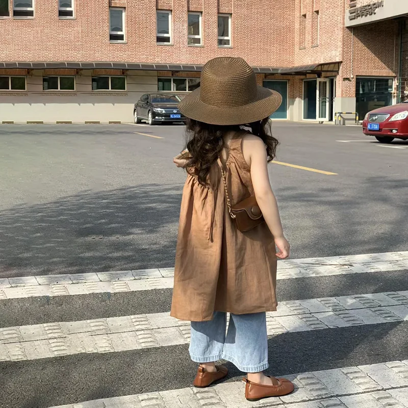 Детская одежда универсальный Повседневный жилет для девочек без рукавов юбка